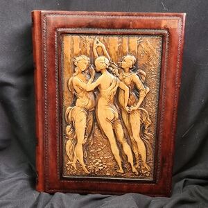 Three Graces Embossed Leather Journal NWT Made In Italy